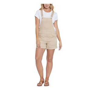SEVEN7 Womens Romper Beige Sleeveless Adjustable Bib Shortalls Juniors M